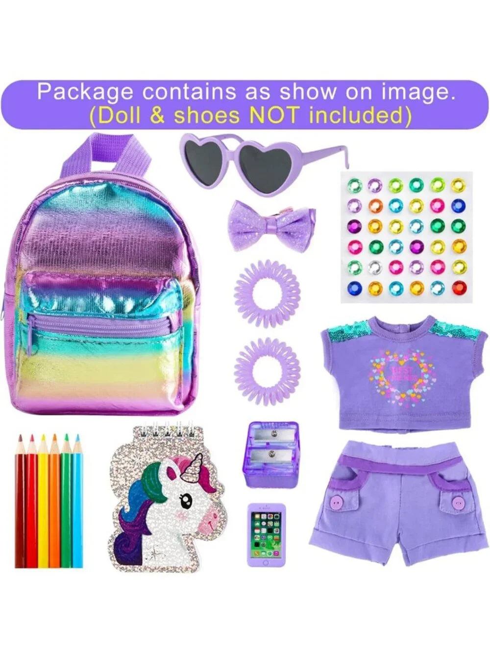 17-Piece 18-Inch Doll Clothes & Accessories Set for Girls - Fun School Supplies!